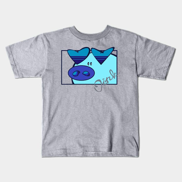 Oink blue Kids T-Shirt by Karabin